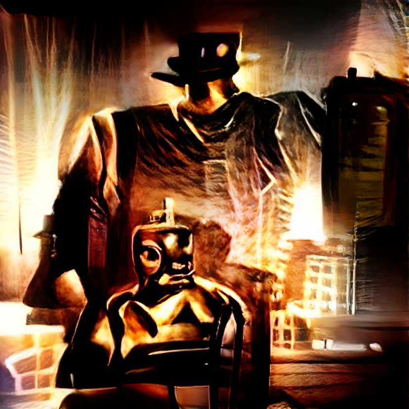 Robot Noir — 3D Render + Paintover